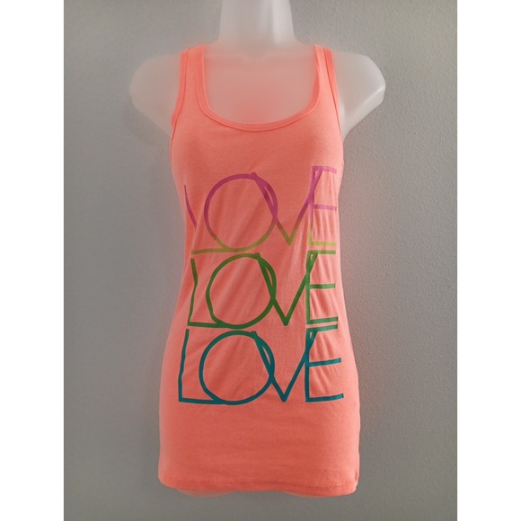 NOBO Tops - NOBO Racerback Tank Top‎ Womens Large Y2K Ribbed Longline LOVE LOVE LOVE Stretch